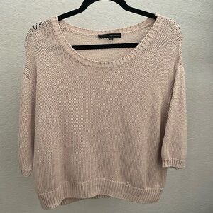 harvé Bernard Light Beige 100% Cotton Drop Sleeve Knit Boxy Sweater